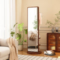 New premium floor-mounted dressing mirror for home bedroom, rotating mobile try-on mirror, multifunctional living room storage coat rack