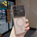 applicable large window samsung s26ultra mobile phone case s25u lycra frosted magnetic metal button protective case
