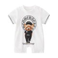 Newborn infant summer lightweight short-sleeve romper - baby boy & girl crawling suit with pocket - bear design onesie