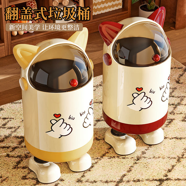 Trash can household 2025 new creative cartoon waste basket living room bedroom high value children cute big storage tube
