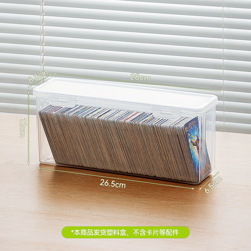 Desktop flip card box Transparent covered rectangular card storage box Long strip transparent game card box with lid