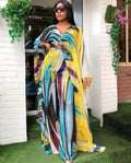 supply of african women's chiffon digital printing abaya + loose pants suit