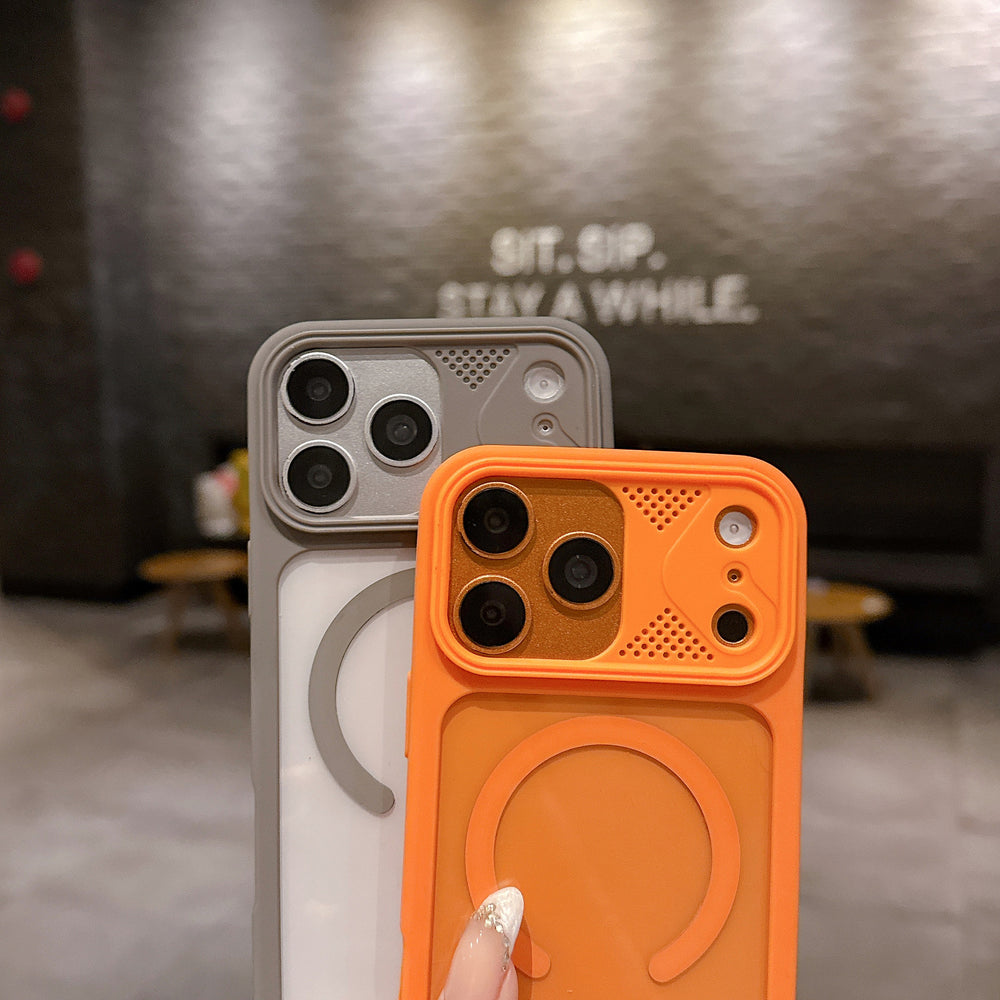 Highly permeable magnetic suction instantly turns into 17 large windows for heat dissipation, suitable for iphone 17pro anti-fall mobile phone case, apple 16 creative case