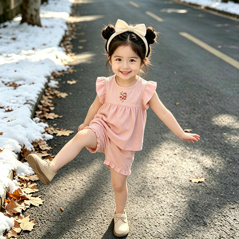 Girls' flutter sleeve shorts set -  lightweight summer outfit - new baby & toddler summer two-piece set