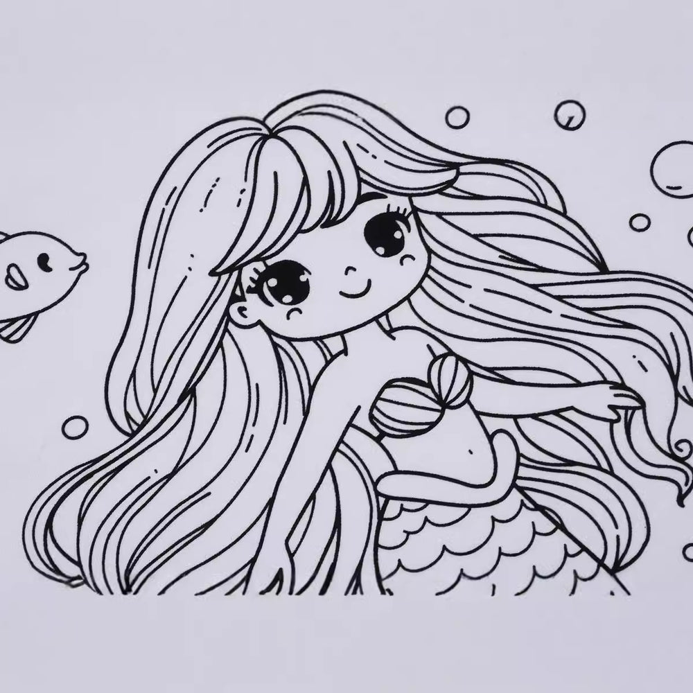Unique diy fun graffiti hand-painted coloring mermaid design 95% cotton spring/autumn american style girls' long-sleeve t-shirt