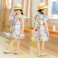 Ojitu all-cotton a-line dress - spring collection for girls (toddler & little kids) - lace sleeve, cartoon print, children's dress