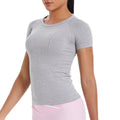 fashion seamless knittingpure color breathable tight short sleeve t-shirt sports running fitness yoga clothes tops women