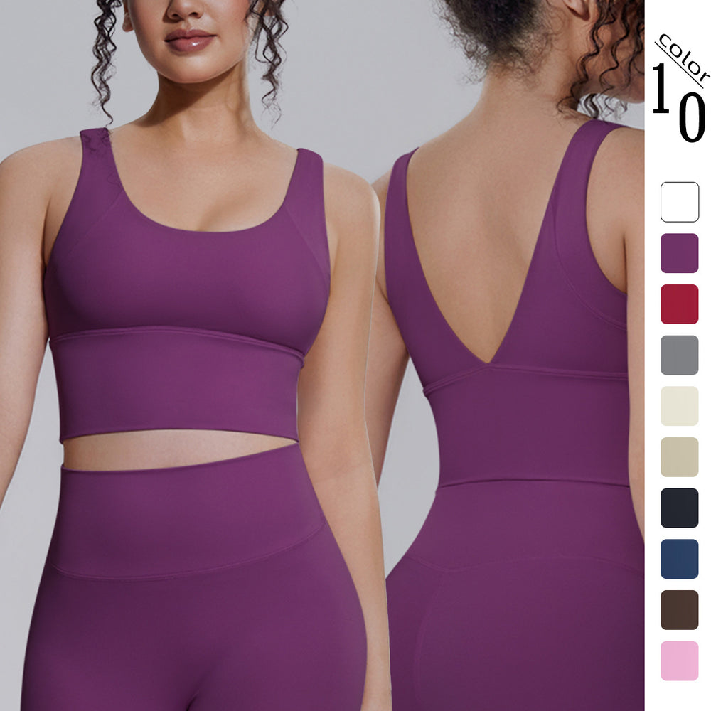 pure color high-strength yoga vest chest pad bubble wrap sports intimates breathable push-up running fitness bra for women