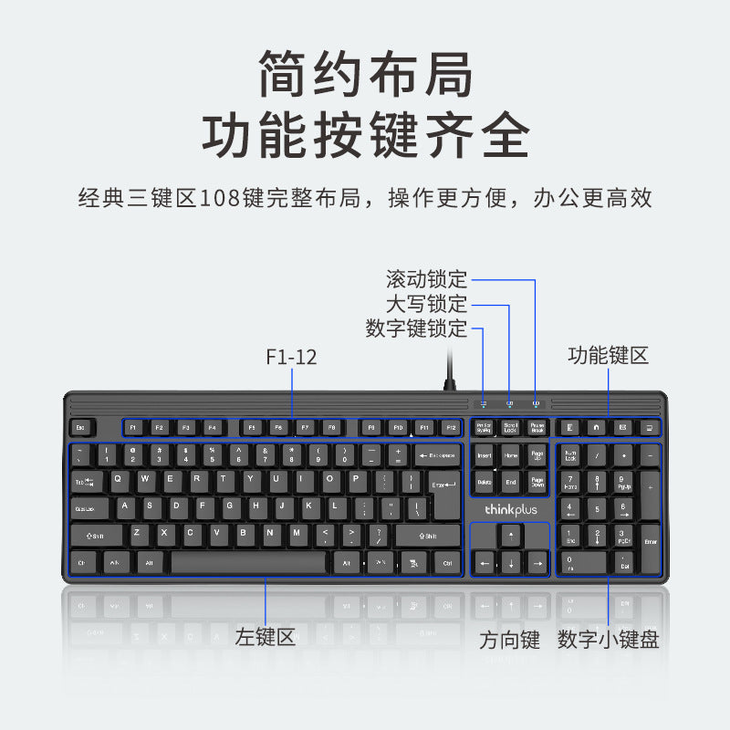 Lenovo km110pro keyboard and mouse set usb wired business office keyboard and mouse set thinkplus universal