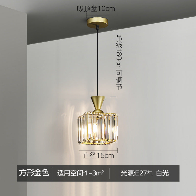 Modern light luxury master bedroom bedside small chandelier simple bar entrance lighting room single head chandelier crystal lamp