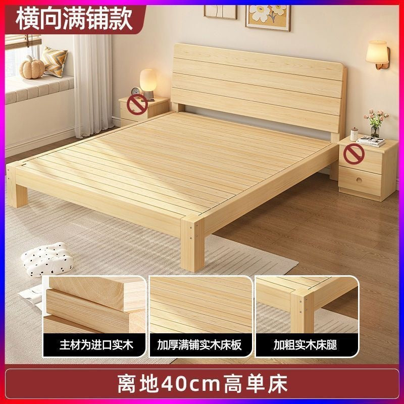 Solid wood bed modern casual 2m double 1.8m large bed single bed 1.5m for home wooden bed 1m bed 1.2m