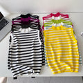 Pure desire work clothing style stripes half turtle neck knitting vest women's summer slimming look sleeveless outwear suspender tops