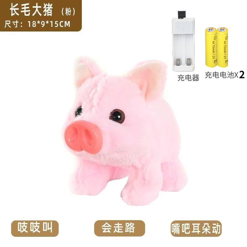 Dropshipping realistic plush electric piggy - jumps & squeaks - kids' pretend play pet toy