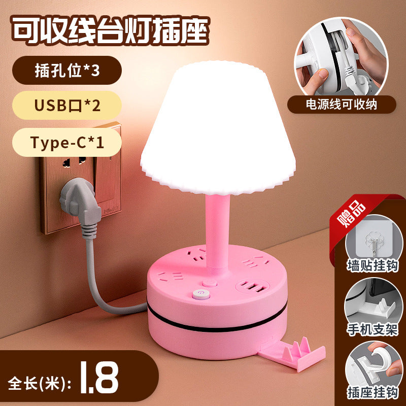 Collapsible power strip with integrated usb charging and eye-care desk lamp - perfect for home, office, or dorm room