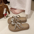 High-end sandals for women, perfect for wearing outdoors. new summer styles, trendy and popular, featuring rhinestone butterfly embellishments, thong design, and chunky platform soles