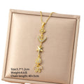[titanium steel] european and american popular simple 18k gold long tassel necklace for women, high-end fashion clavicle chain jewelry