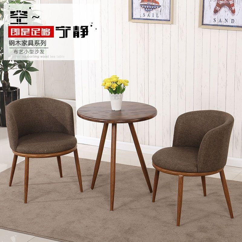 Nordic faux solid wood dining table and chair set - modern minimalist, small apartment friendly, creative casual round table with milk tea shop chairs