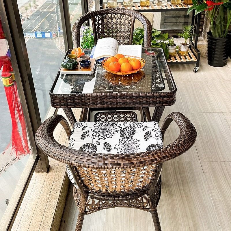 Three-piece rattan chair set casual tea table courtyard rattan outdoor table and chairs balcony tea table and chairs balcony casual table and chairs