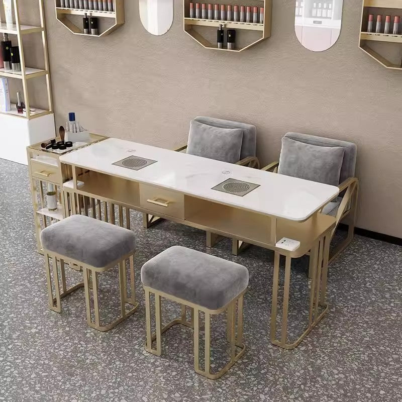 Widened 45cm marble nail table and chair set - special offer! economical single/double, light luxury, multi-functional, odorless, carbon steel with baked enamel finish