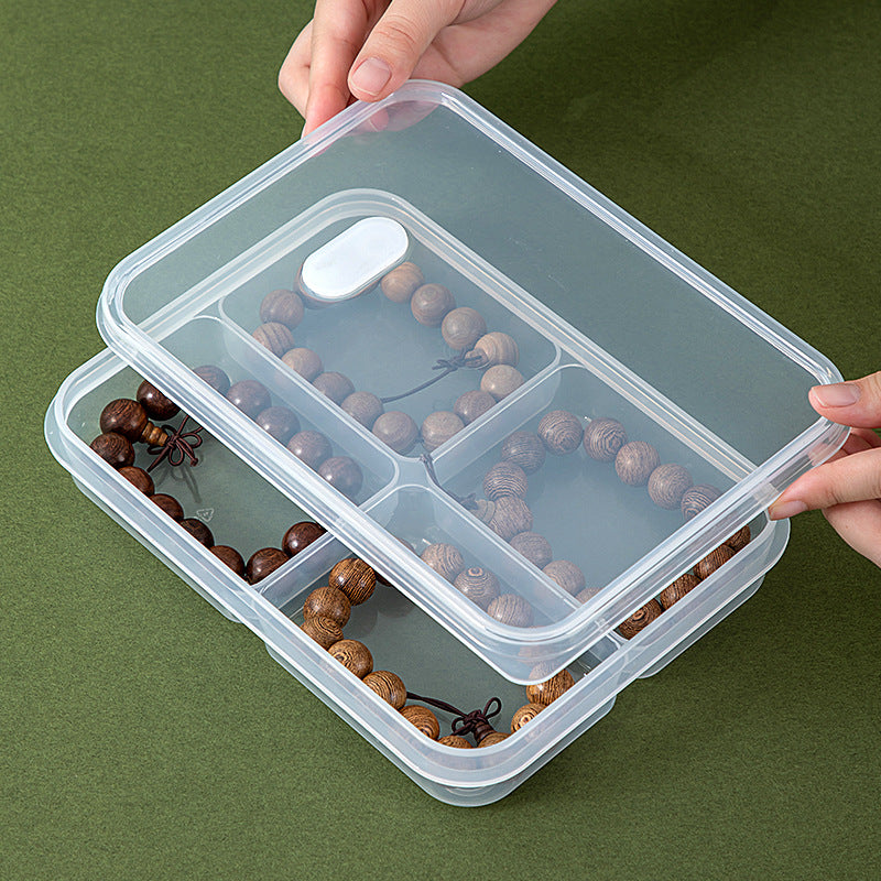 Desktop grid transparent jewelry storage box plastic with lid multi-grid classification Wenwan bracelet beaded storage box