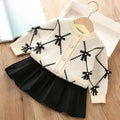 Girls' knitted sweater dress set - autumn/winter  new collection - baby girl pleated skirt top and jacket outfit