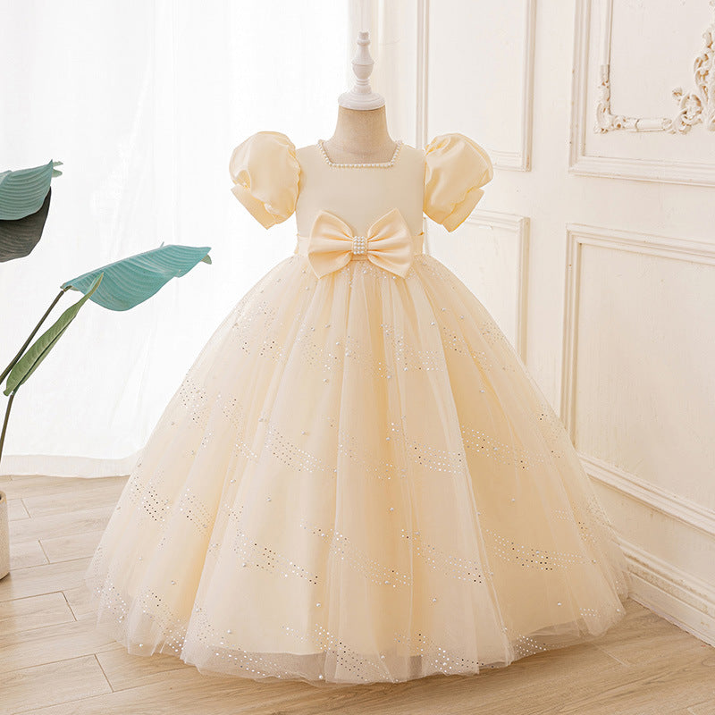 hot-selling dresses for girls, flower girls, wedding dresses, accessible luxury, niche, simple mesh, children's catwalk host costumes