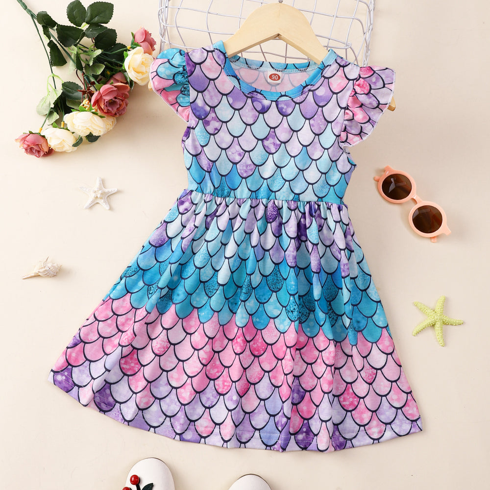 New arrival small and medium children flying sleeve dresskidsdressgirl princess dress