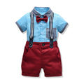 European and american summer cross-border children's clothing: boys' color block short-sleeve overalls, kids' outfit, birthday dress