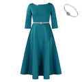 C8600   fall/winter new european and american solid color swing dress elegant evening gown foreign trade dress