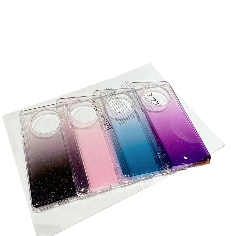 New gradient glitter phone case for huawei mate 70 pro, mate 50 - transparent acrylic protective cover