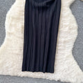 Celebrity fashion heavy industry beading round neck sleeveless knittingdress women's summersexyslimming look medium longsweater skirt