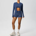 New arrival cross-border brushed tight-fitting fitness wear, nude-feeling quick-drying sports shorts suitslimming look yoga wear three-piece set for women
