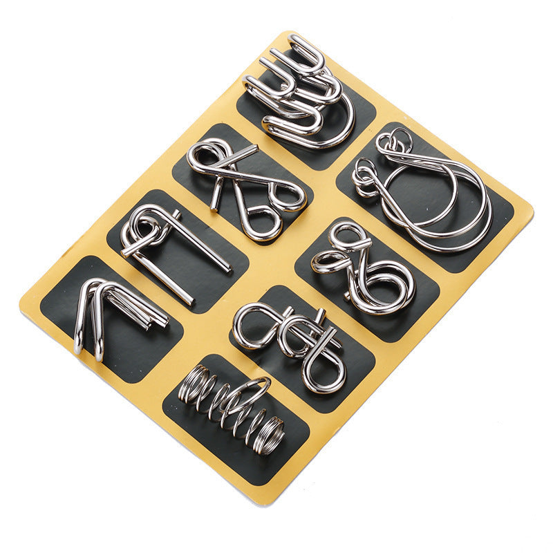 Nine-link series unlock ring unlock full set of intelligence buckle 8-piece ABC metal puzzle intelligence buckle