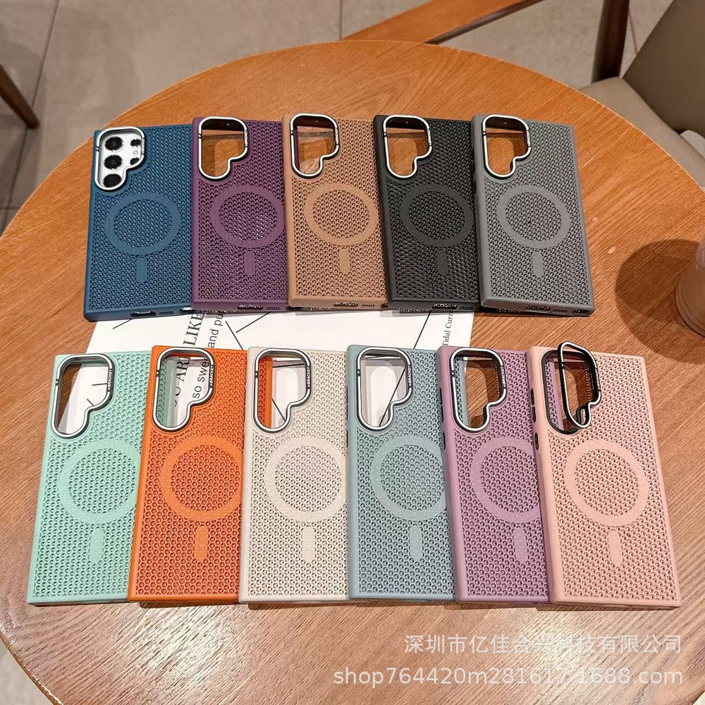 Samsung s26 ultra case: magnetic, honeycomb breathable, anti-drop, with lens protection and integrated stand