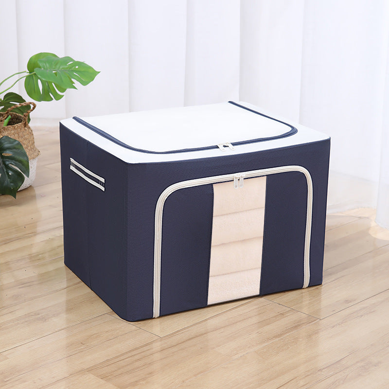 Quilt clothes storage box Oxford cloth waterproof steel frame transparent folding Baina box wardrobe car quilt storage box