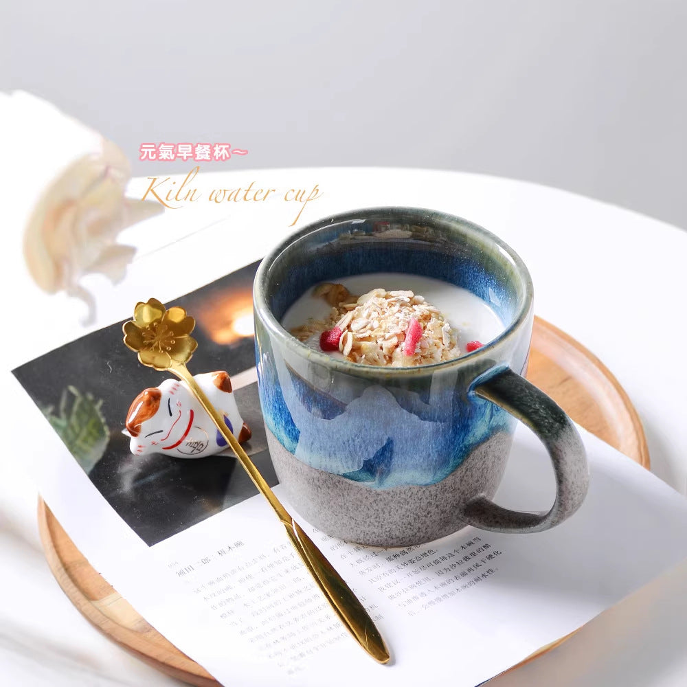 Kiln-turned mug, office water cup, breakfast cup, ceramic drinking cup, milk cup, coffee cup, business gift