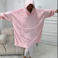 New women's pullover pajamas - warm, fleece-lined, hooded loungewear - tv factory direct, longline cold weather protection