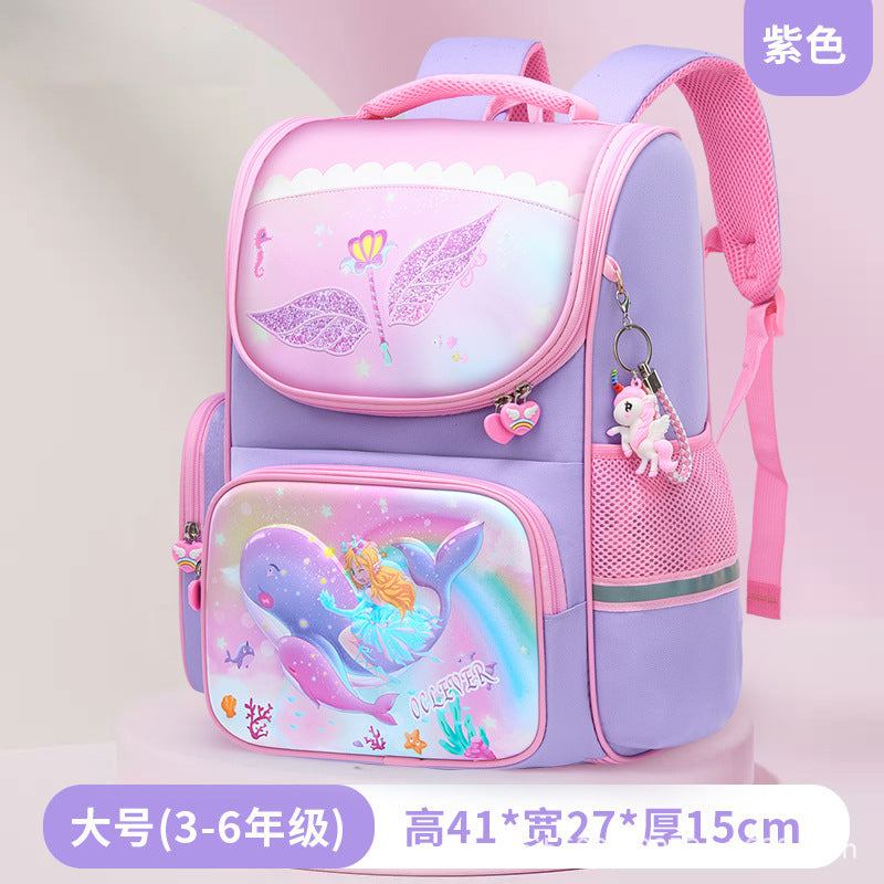 New 2024 cartoon unicorn children's schoolbag large-capacity load reduction spine protection primary school students in grades 1-6 backpack
