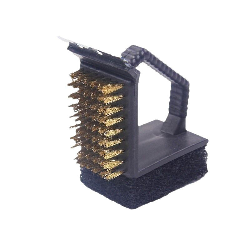 Oven cleaning accessory tool all-in-one brush plastic copper wire brush three-in-one cleaning brush bbq high-temperature cleaning gadget