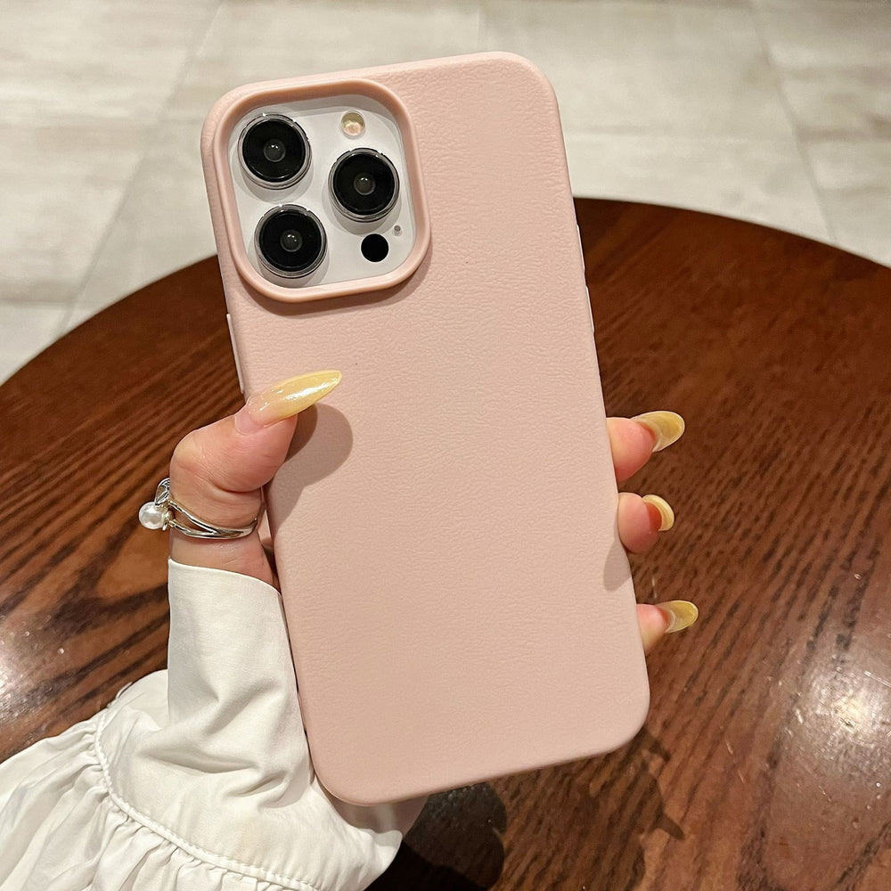 Suitable for apple 16promax leather texture simple pure color mobile phone case iphone11/13 anti-fall tpu protective cover