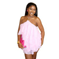 European and american women's clothing  summer new sweet and fresh halter neck tube top backless a-line loose mini dress