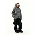 cross-border fashion napoleon woolen hooded outwearretrocasualasymmetrical hem medium longtops