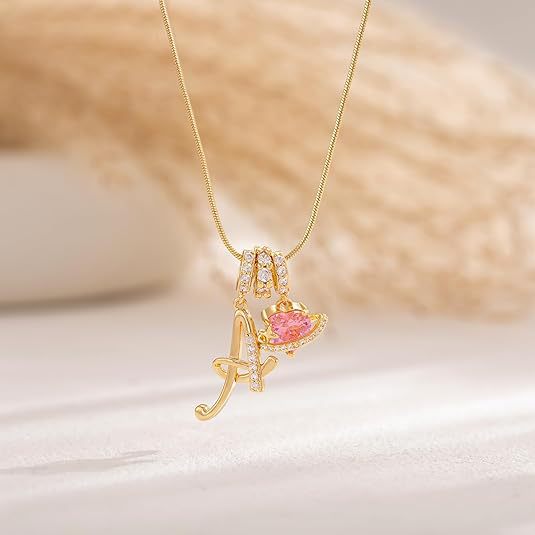hot-selling dopamine 26 english letter necklace, girly, light luxury, niche, high-end letter diamond-studded necklace for women