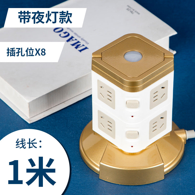 Multifunctional smart socket long line night light plug strip multi-hole plug-in board usb plug-in tower office vertical plug-in