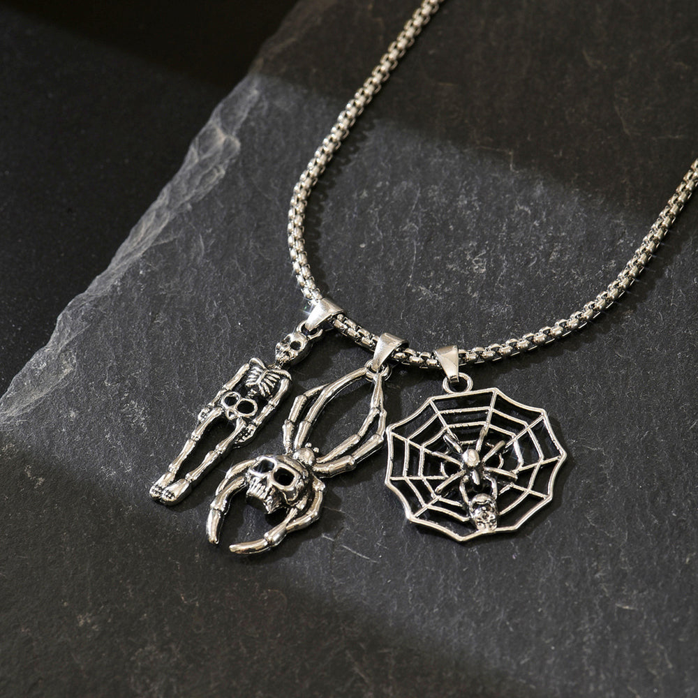Halloween punk necklace wholesale cross-border hip-hop dark style skull palm pendant niche exaggerated spider jewelry