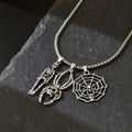 Halloween punk necklace wholesale cross-border hip-hop dark style skull palm pendant niche exaggerated spider jewelry