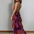 summer new arrivals: women's fashion - cross-border european & american style - elegant & chic printed, cinched-waist, backless dress