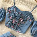 Hong kong style retrochicsuit female sweet and spicy girl off-shoulder camisole outwearhigh waist slit skirttwo-piece set