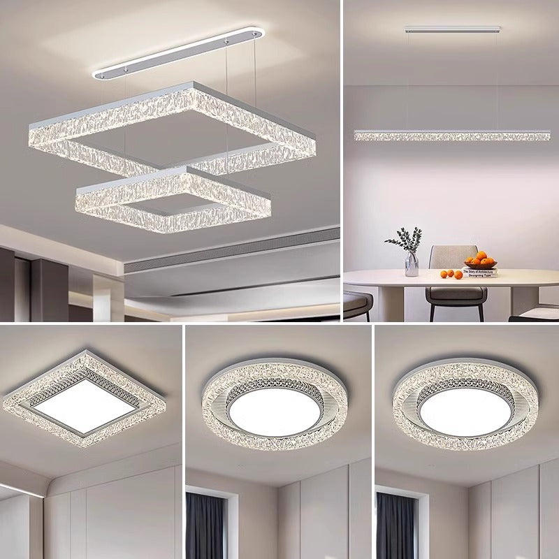 Living room light square chandelier modern simplicity 2025 new atmospheric intelligent LED light whole house lighting package