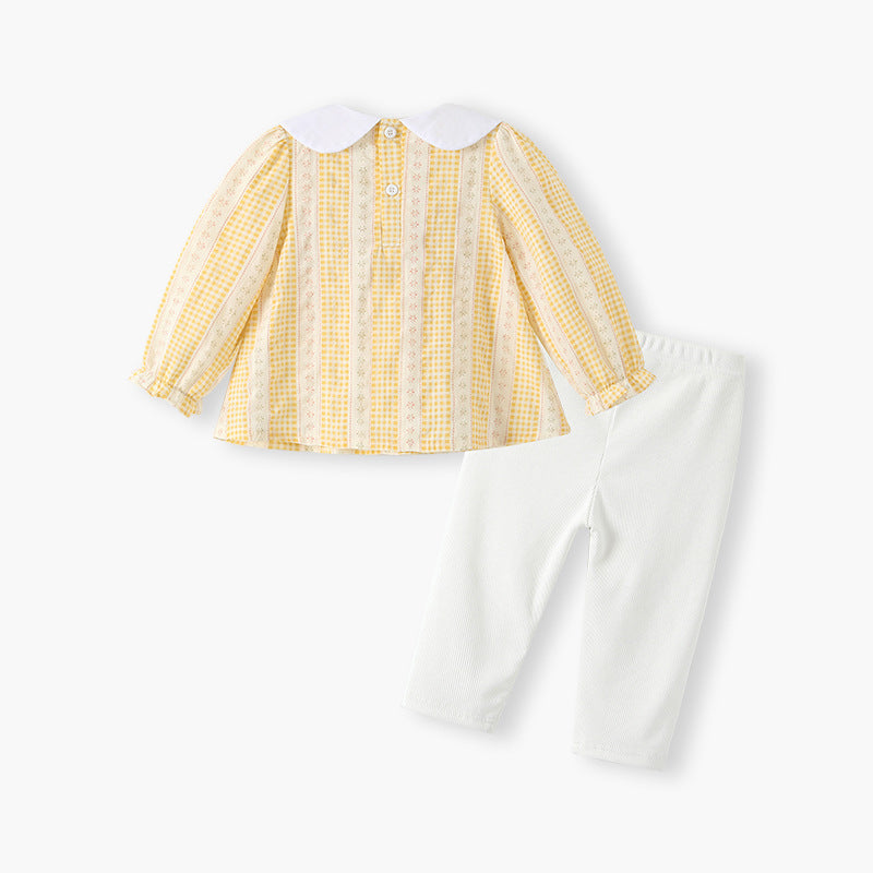 Girls' autumn outfit set  new style baby girl clothes long sleeve two-piece set infant and toddler chic spring and autumn children's clothing